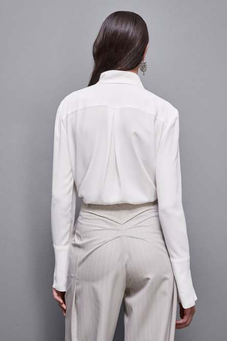 Essential crepe long-sleeved shirt, White, Patrizia Pepe