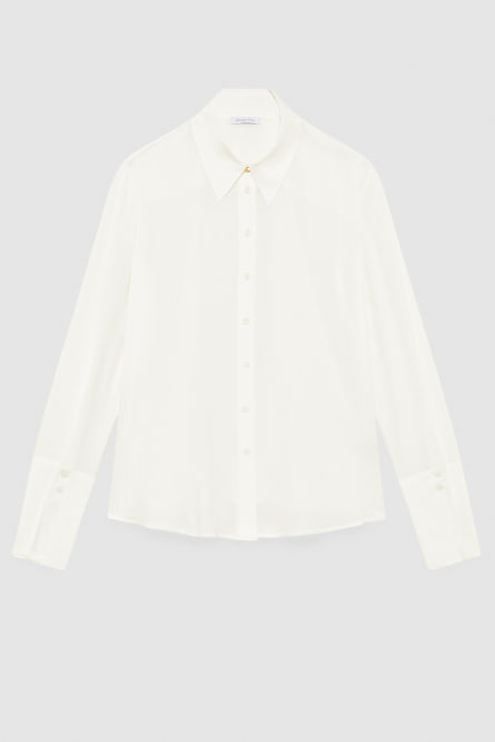 Essential crepe long-sleeved shirt, White, Patrizia Pepe