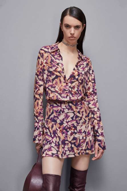 Patterned georgette shirt, Multicolor, Patrizia Pepe