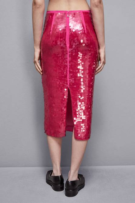 Stretch sequined tulle skirt, Pink, Patrizia Pepe