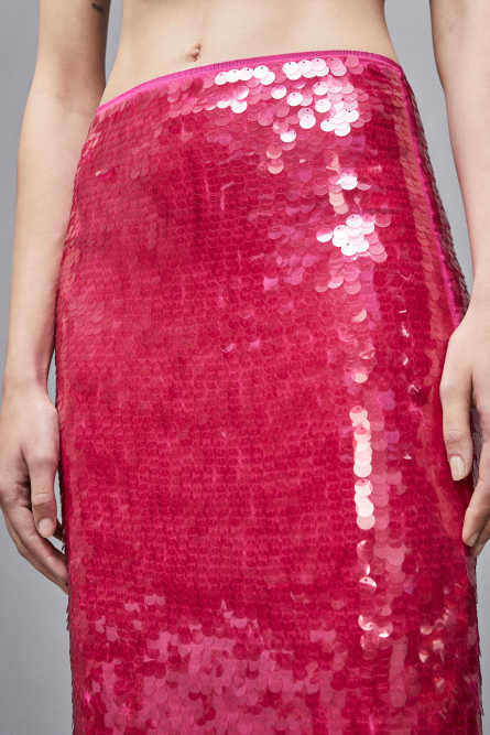 Stretch sequined tulle skirt, Pink, Patrizia Pepe