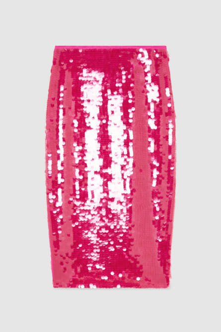 Stretch sequined tulle skirt, Pink, Patrizia Pepe