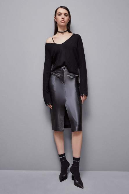 High-waisted midi skirt, Black, Patrizia Pepe