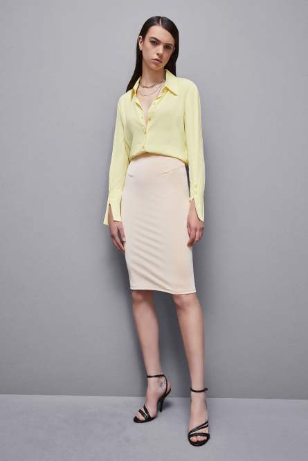 Midi skirt with zip, Beige, Patrizia Pepe