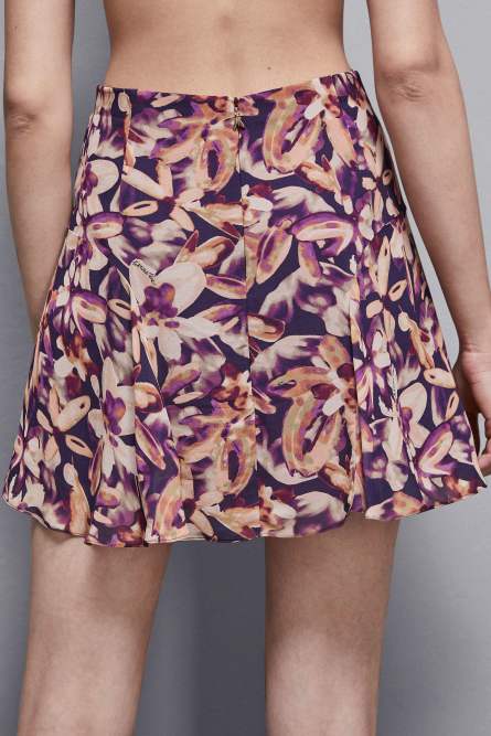 Patterned georgette miniskirt with zipper, Multicolor, Patrizia Pepe