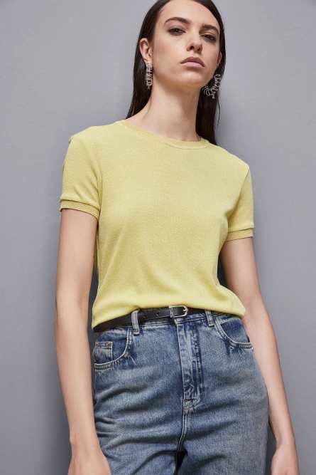 Essential short-sleeved sweater, Yellow, Patrizia Pepe
