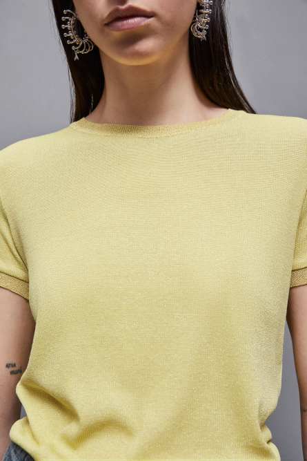 Essential short-sleeved sweater, Yellow, Patrizia Pepe