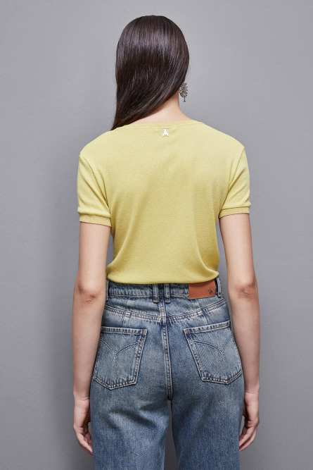 Essential short-sleeved sweater, Yellow, Patrizia Pepe