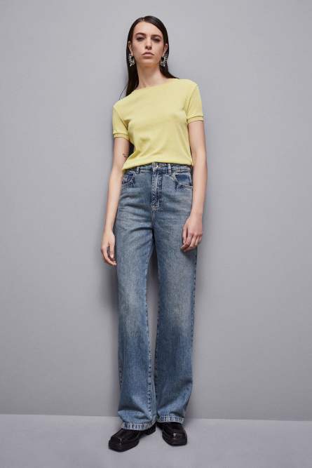 Essential short-sleeved sweater, Yellow, Patrizia Pepe