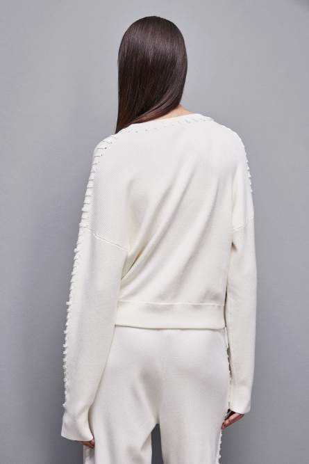 Long-sleeved viscose blend sweater, White, Patrizia Pepe