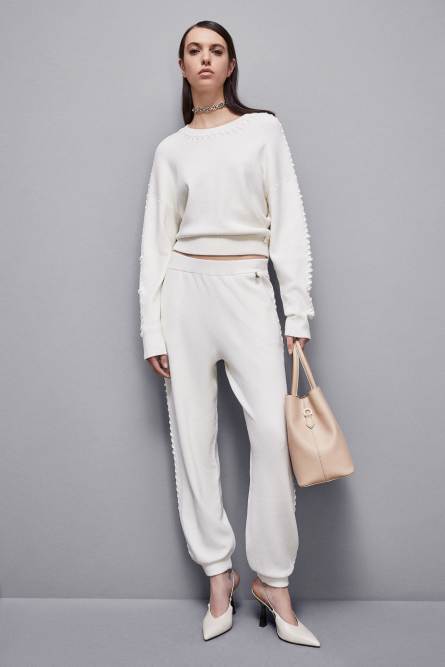 Long-sleeved viscose blend sweater, White, Patrizia Pepe