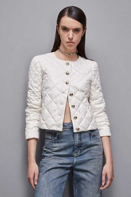 Glossy nylon padded jacket, White, Patrizia Pepe
