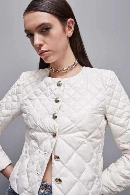 Glossy nylon padded jacket, White, Patrizia Pepe