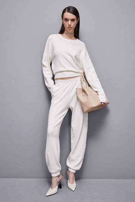 Soft viscose joggers, White, Patrizia Pepe