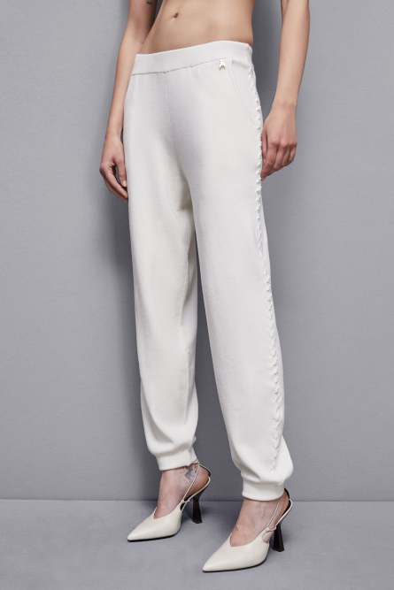 Soft viscose joggers, White, Patrizia Pepe