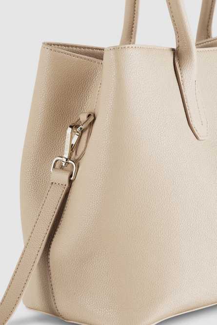 Fly Shopping Bag aus Leder mit Trageriemen, Beige, Patrizia Pepe