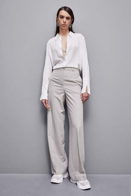 Essential crepe long-sleeved shirt, White, Patrizia Pepe