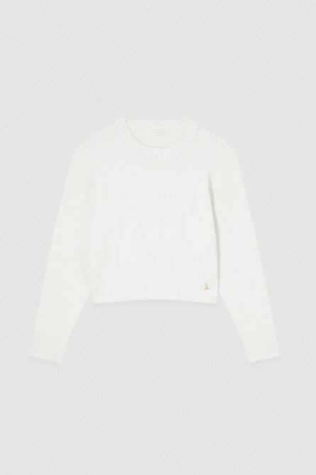 Long-sleeved viscose blend sweater, White, Patrizia Pepe