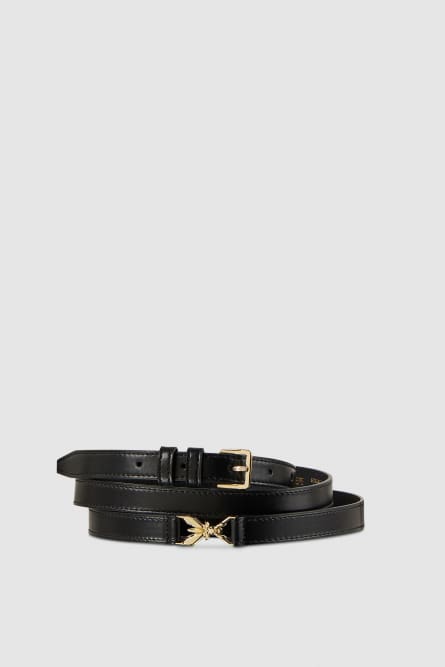 Leather belt with metal buckle, Black, Patrizia Pepe