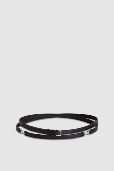 Leather belt with metal buckle, Black, Patrizia Pepe