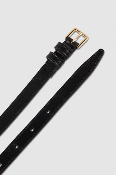 Leather belt with metal buckle, Black, Patrizia Pepe