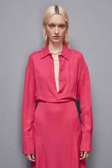 Long-sleeved viscose dress, Pink, Patrizia Pepe