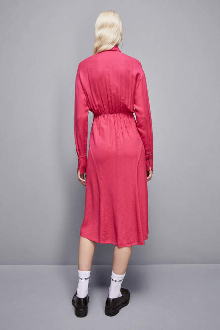Long-sleeved viscose dress, Pink, Patrizia Pepe