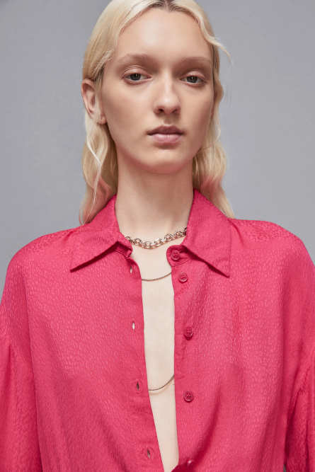 Long-sleeved viscose dress, Pink, Patrizia Pepe