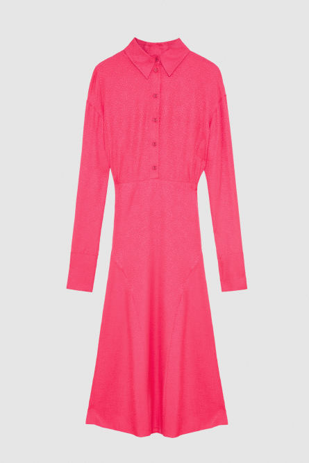 Long-sleeved viscose dress, Pink, Patrizia Pepe