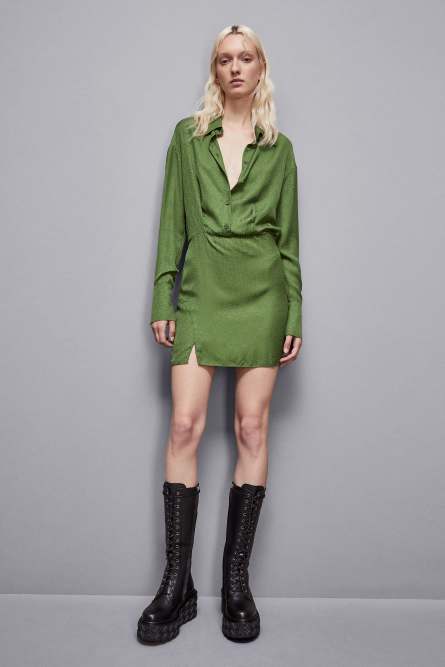 Jacquard viscose mini dress, Green, Patrizia Pepe