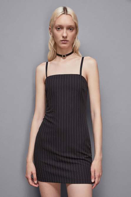 Pinstripe mini bustier dress, Black, Patrizia Pepe