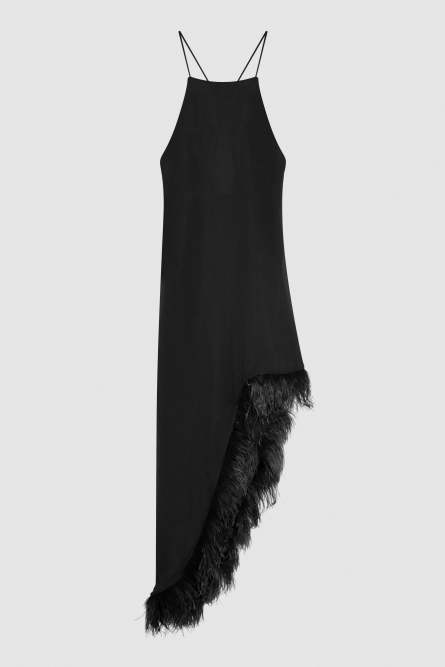 Chiffon feather dress, Black, Patrizia Pepe
