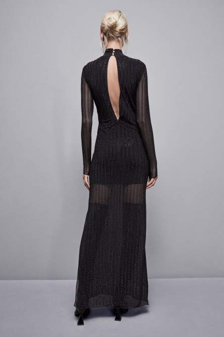 Robe à manches longues avec strass, Noir, Patrizia Pepe