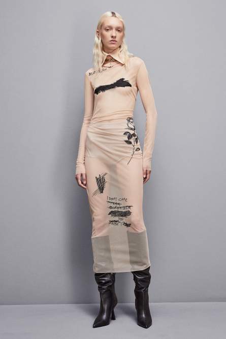 Embroidered tulle dress, Beige, Patrizia Pepe