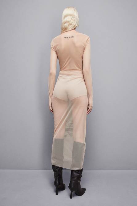 Embroidered tulle dress, Beige, Patrizia Pepe