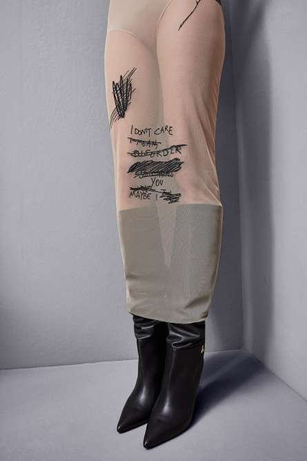 Embroidered tulle dress, Beige, Patrizia Pepe