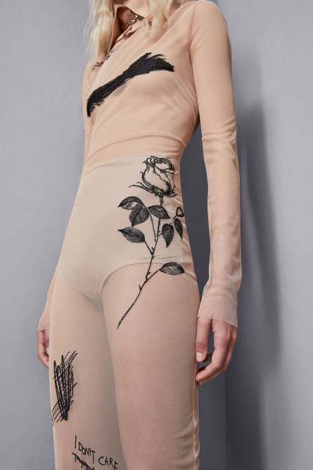 Embroidered tulle dress, Beige, Patrizia Pepe