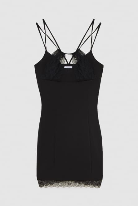Mini sheath dress with lace inserts, Black, Patrizia Pepe