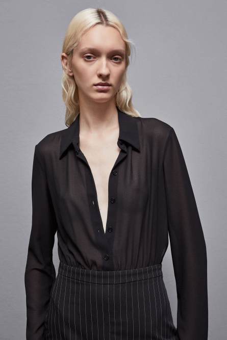 Knee-length pinstripe dress, Black, Patrizia Pepe