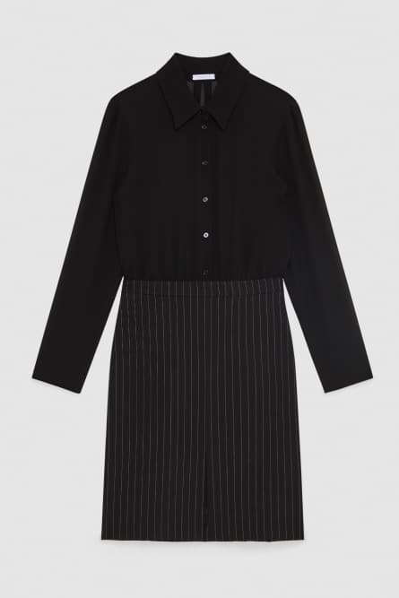 Knee-length pinstripe dress, Black, Patrizia Pepe