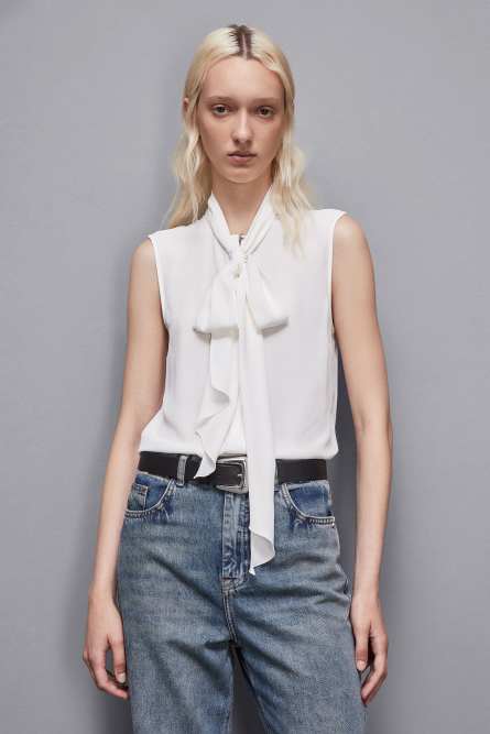 Essential crepe top, White, Patrizia Pepe