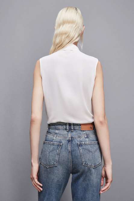 Essential crepe top, White, Patrizia Pepe