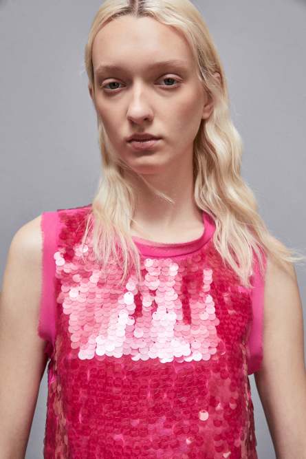 Tulle tunic with sequins, Pink, Patrizia Pepe
