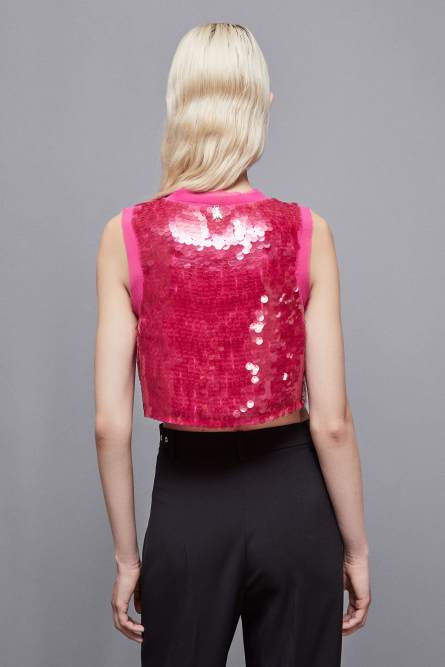 Tulle tunic with sequins, Pink, Patrizia Pepe