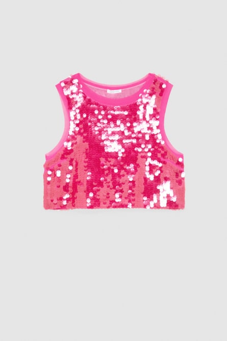Tulle tunic with sequins, Pink, Patrizia Pepe
