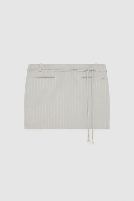 Minifalda de raya diplomática de talle bajo, Gris