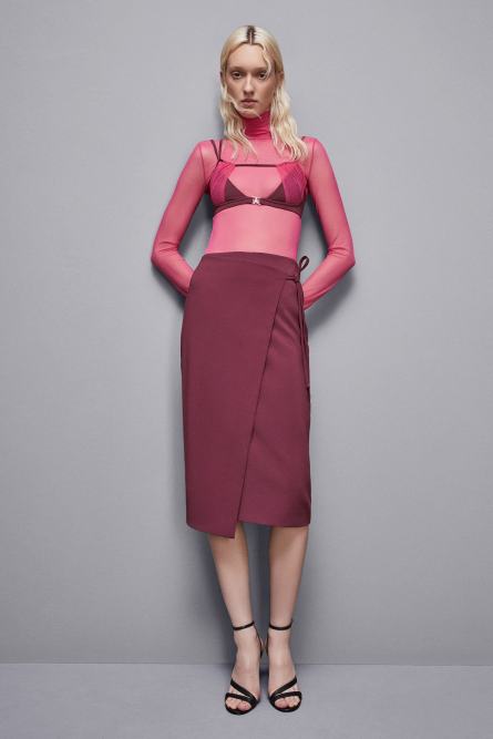 Essential crepe wrap skirt, Red, Patrizia Pepe