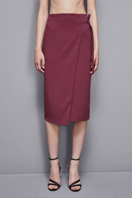 Essential crepe wrap skirt, Red, Patrizia Pepe