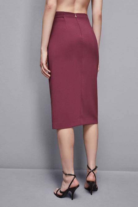 Essential crepe wrap skirt, Red, Patrizia Pepe