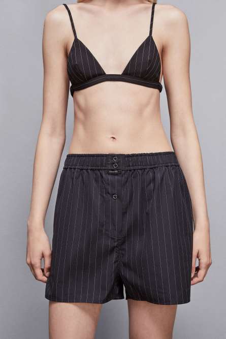 Fabric boxer shorts with buttons, Black, Patrizia Pepe